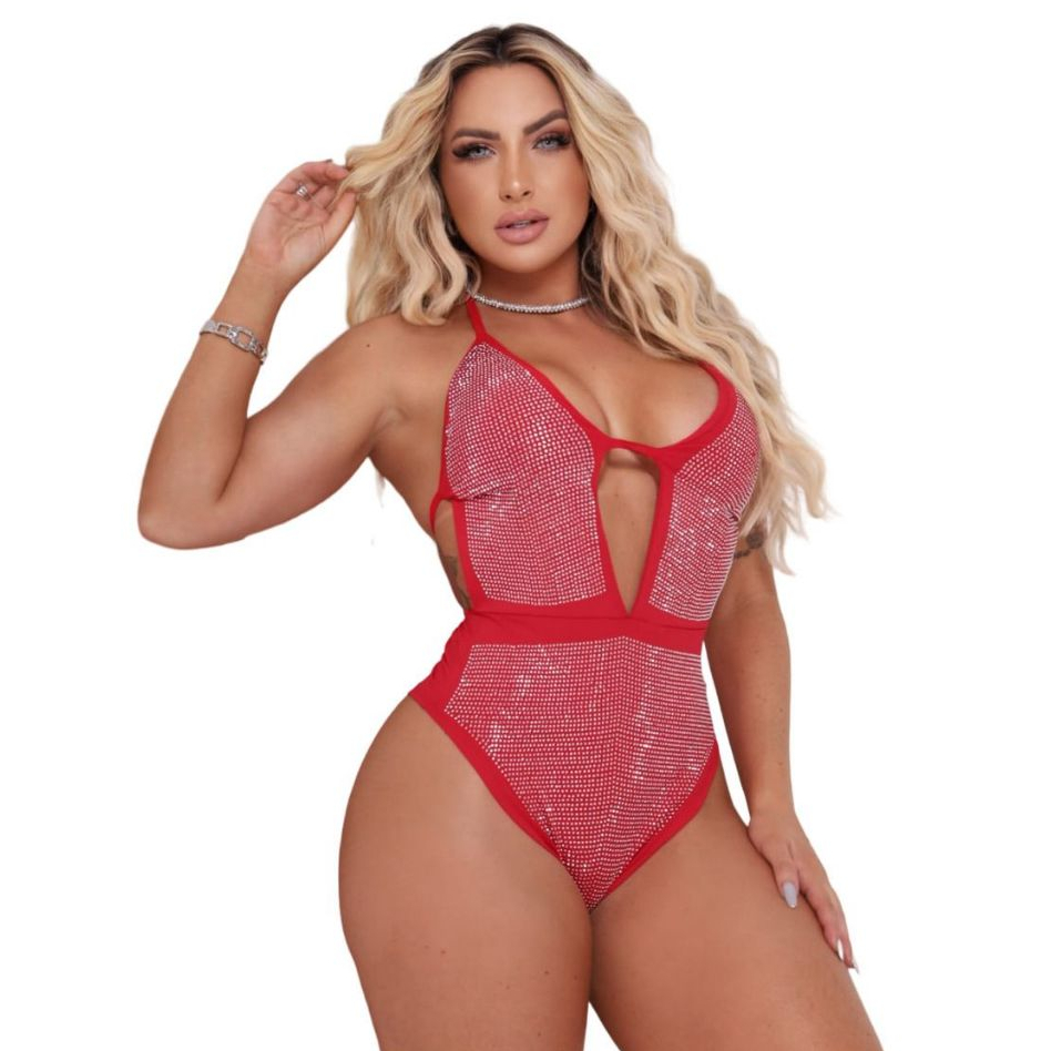 Body Blusa Femenina Alças Finas Brilho Decotado