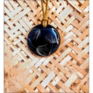 Maxi Colar Dente de Leão Jóias Botânicas com Cordão Regulável Biojóias Maxi Colar em Resina Epóxi Plantas Desidratadas