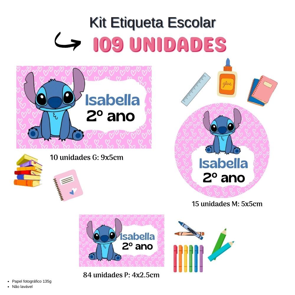 Etiquetas Escolares Stitch: Onde Comprar | BuscaProdutos