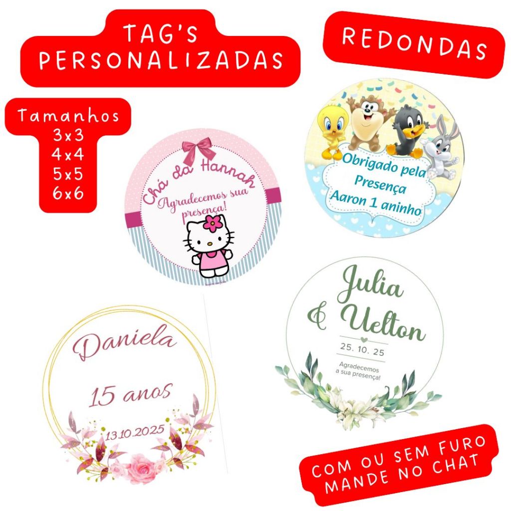 Tags - lembrancinhas personalizadas, logotipo, Aniversário, Loja, Roupa - Papel Foto BRILHANTE 180g em Oferta na Shopee