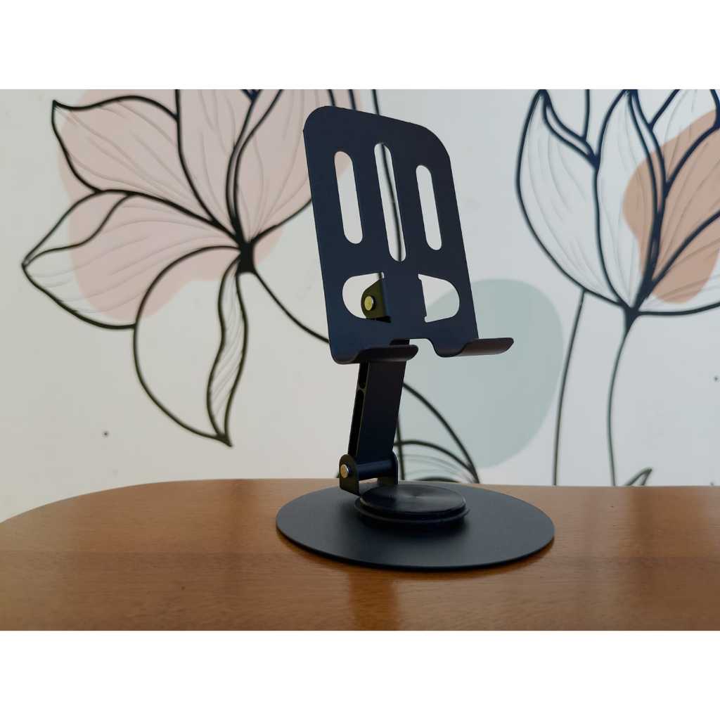 Suporte Celular  Mesa em Alumínio Base Rotatória Ajustável 360º Para Celulares e Tablets