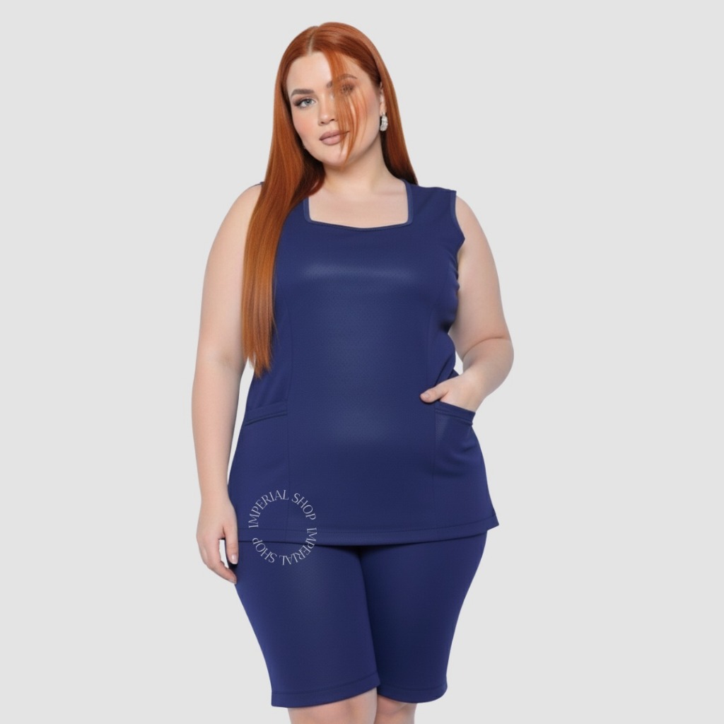 Conjunto Uniforme Para Babá Bermuda Helanca Plus Size-rio