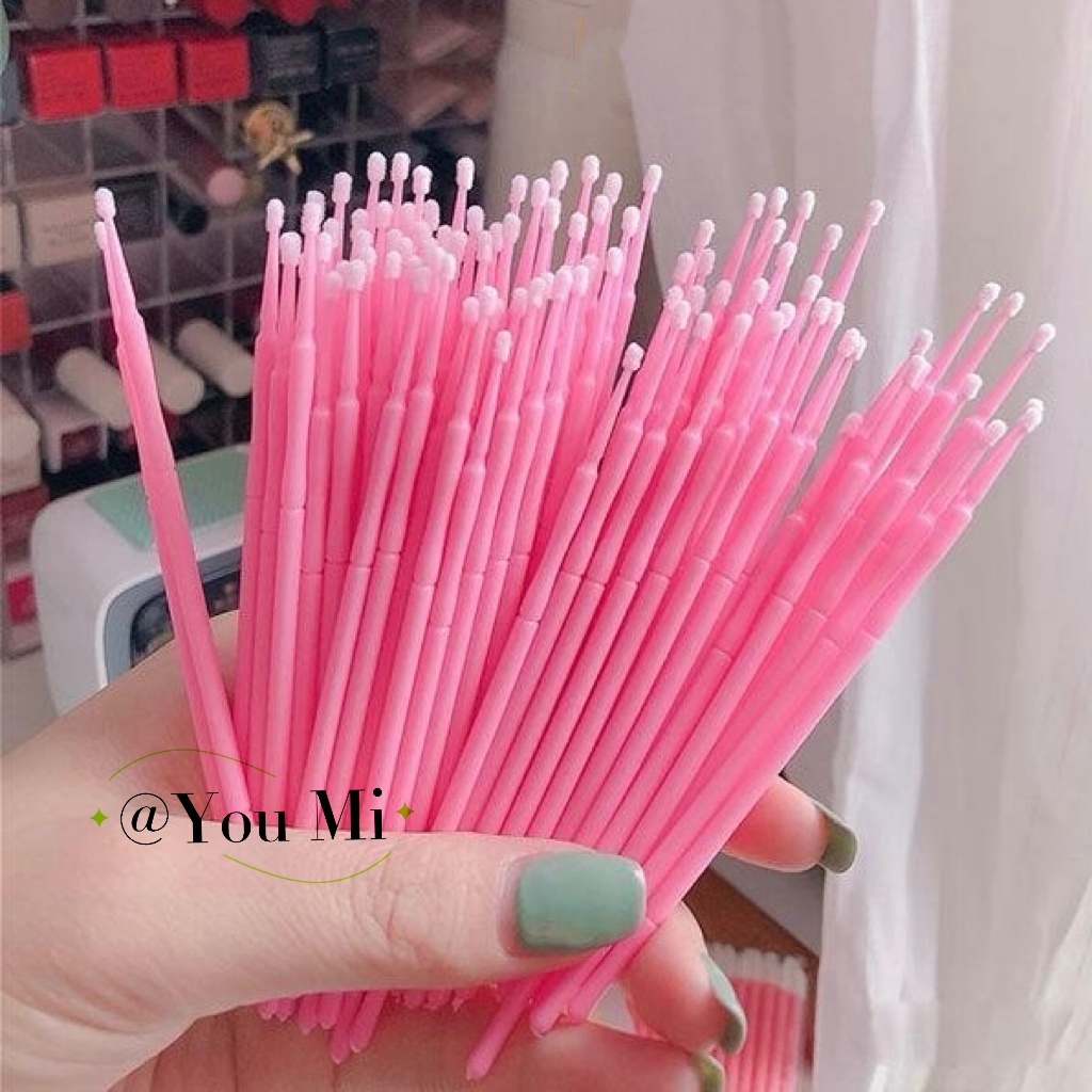 Kit 500 Microbrush Cotonete Alongamento de Cilios Fio a Fio