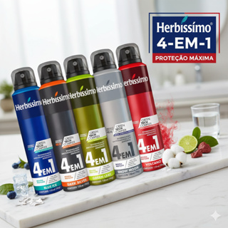 Kit 5 Desodorantes Aerosol Herbíssimo Green Snow Volcano Blue Dark Silver 150Ml Proteção Máxima em Oferta na Shopee