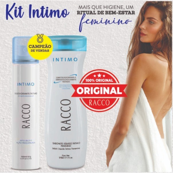Kit Íntimo Racco Desodorante Jato Seco 100ml + Sabonete Liquido Higiene Intima Racco Ação Prolongada