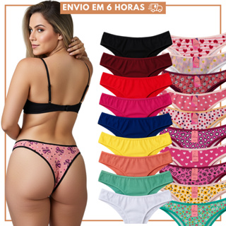 Kit Calcinhas de Algodão Feminina Básicas Dia a dia 100% Algodão em Oferta na Shopee