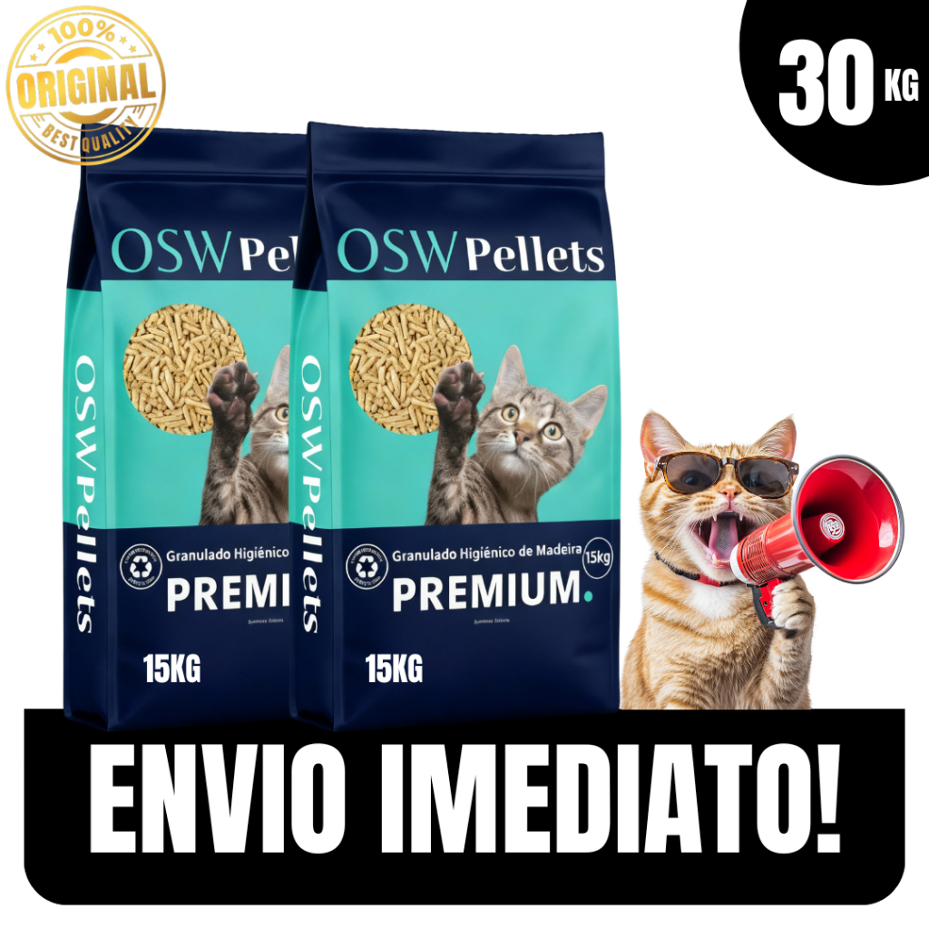 Areia p/gatos Granulado Higiênico Madeira 30KG Premium Absorção Total Anti-Odor  - Envio Imediato em Oferta na Shopee