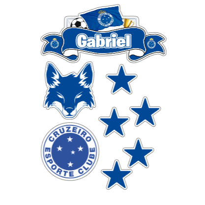 Topo Topper de Bolo Time Cruzeiro Futebol Bola Personalizado Nome Idade 1