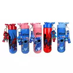 Garrafinha para Lembrancinhas de Festas Personagens Homem Aranha e Stitch acompanha Lindo Chaveiro