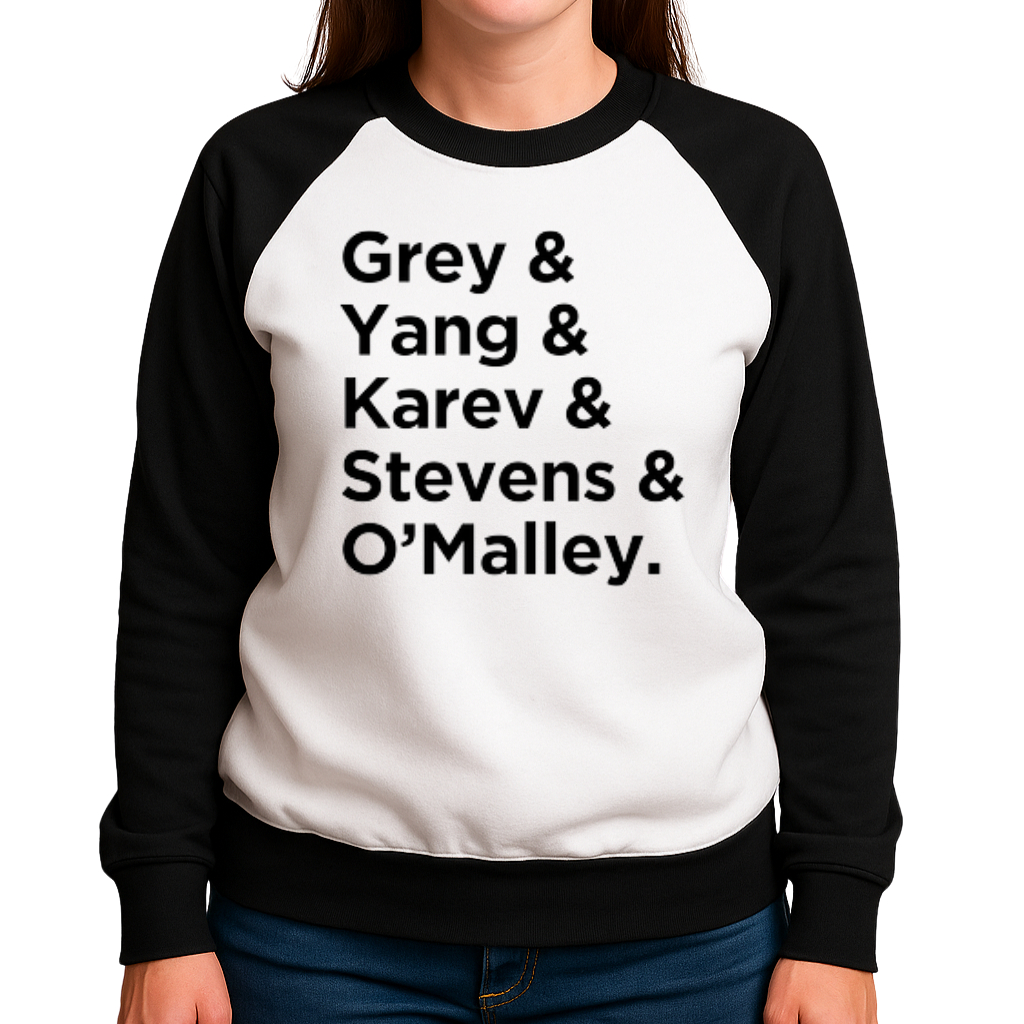 Blusa de Greys Anatomy Nomes - Moletom Feminino Raglan