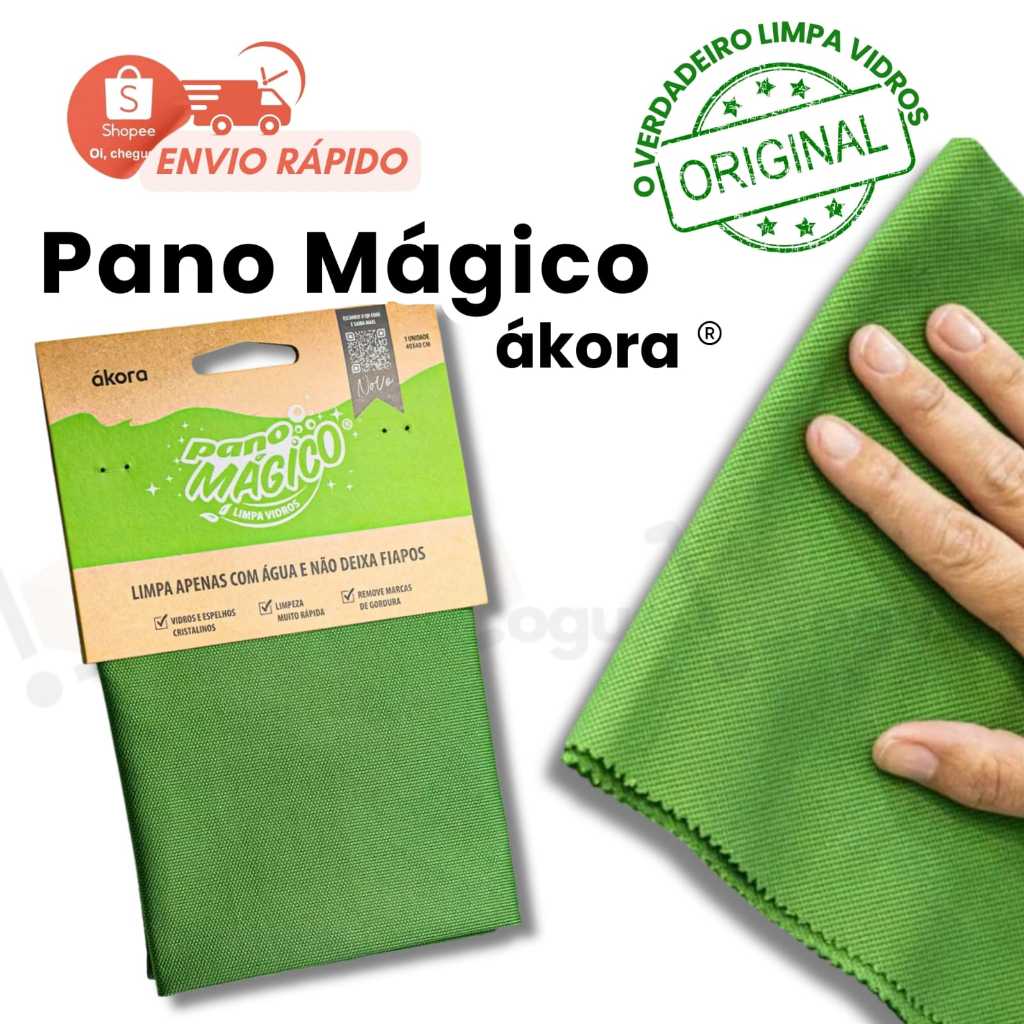 Pano Mágico Limpa Vidros e Espelhos ákora 40x40cm  Microfibra Premium Sem Fiapos Limpeza Eficiente em Oferta na Shopee