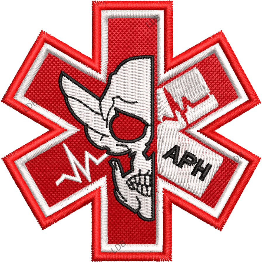 Patch Bordado Caveira APH Médico tático 7cm
