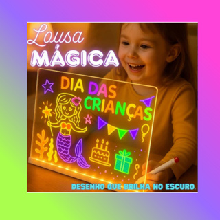 Quadro Led de desenho iluminado por LED premium com 7 canetas para quadro negro em Oferta na Shopee