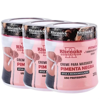Kit 03 creme pimenta negra seca barriga de massagem redutor de medidas e estrias em Oferta na Shopee