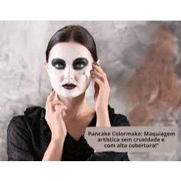 Kit Pancake Maquiagem Branco + Preto + Vermelho Colormake 10g | Alta Cobertura | Fantasia, Cosplay, Teatro Caveira — imagem 2 de 2