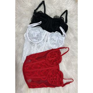 CINDERELA-TAMANHO UNICO--M-- corset rendado corselet feminino sem bojo meia taça alça regulavel preto branco vermelho