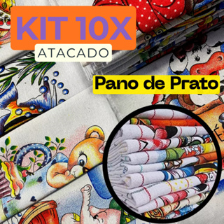 KIT 10 Pano de Prato Estampado 80x50cm GIGANTE Panos de Copa Cozinha Algodão Premium Atacado em Oferta na Shopee