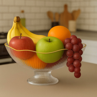 Fruteira/Saladeira de Acrílico Premium – Design Elegante com Acabamento Dourado em Oferta na Shopee