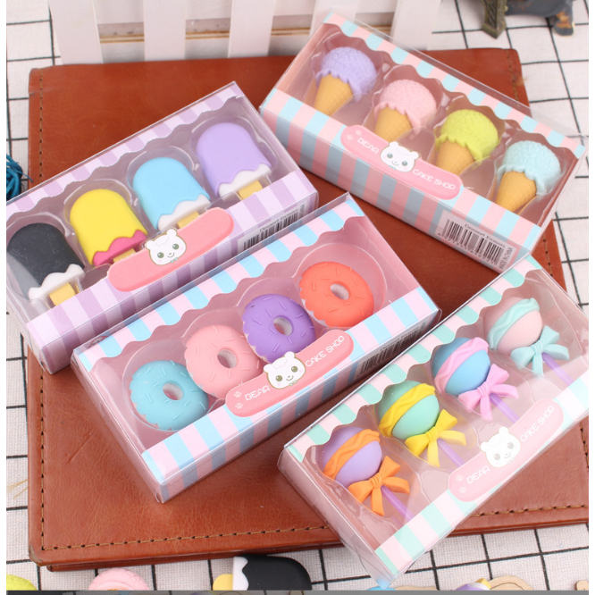 Conjunto de Borrachas Divertidas - 3 Unidades de Donuts e 4 Saborosas