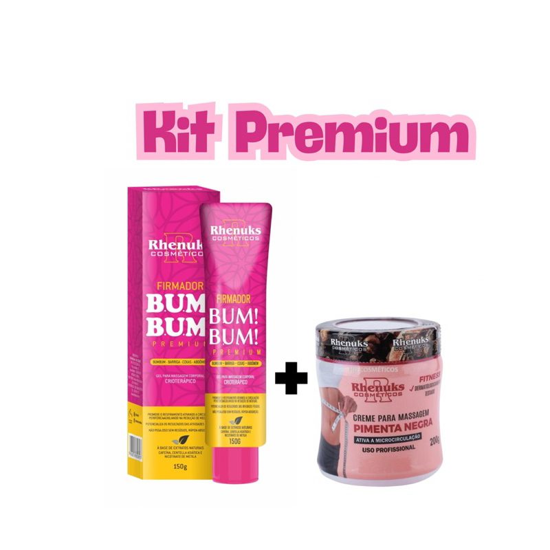 KIT BUMBUM PERFEITO - 1 FIRMADOR DE BUMBUM + 1 CREME PIMENTA NEGRA RHENUKS