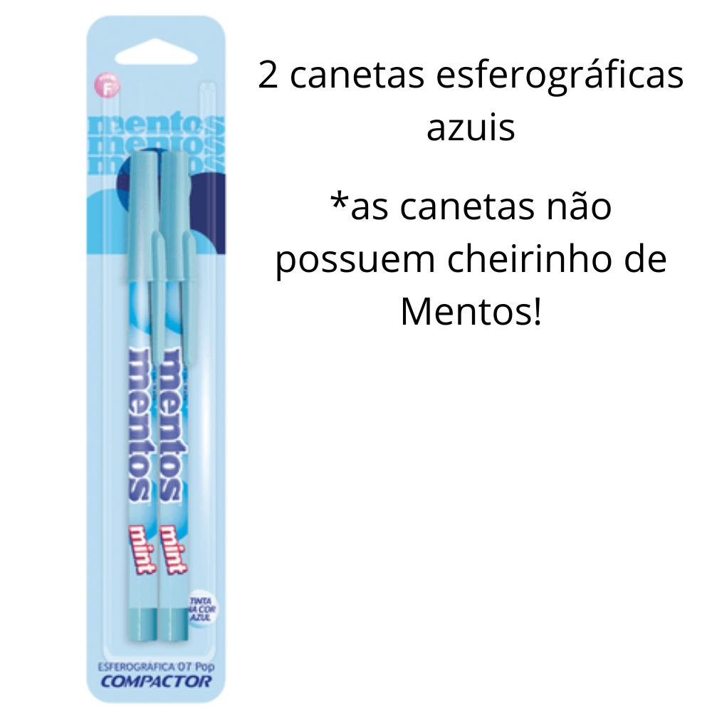 Kit Caneta Esferográfica e Canetinha Hidrográfica Mentos Compactor