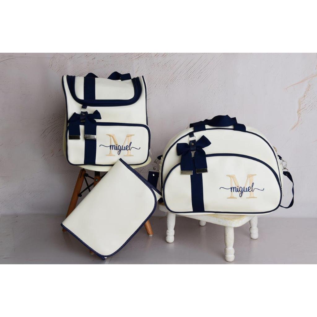 Kit Bolsa Maternidade Luxo 3 Peças Personalizadas com Nome