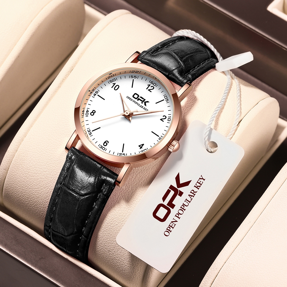 OPK Relógio Feminino Pulseira à Prova D'água, Luminoso, Luxo Orient, Muito Elegante - Preto 8613