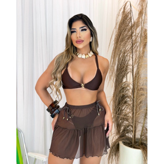saída de praia -saia de praia -saia transparente ref:2392 em Oferta na Shopee