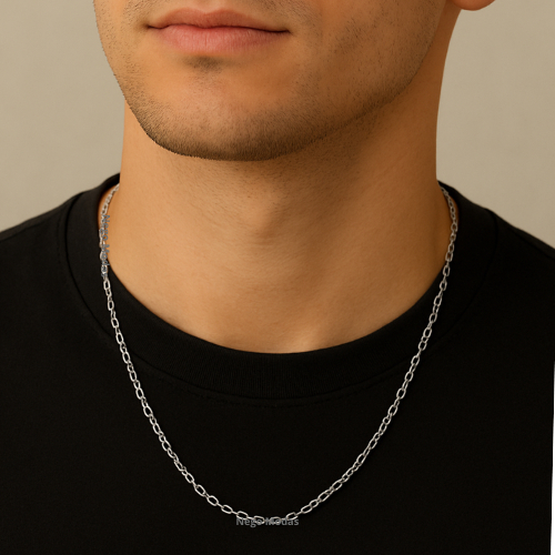 Kit Corrente e Tornozeleira Masculino Aço Basico Discreto Prata Fino Curto