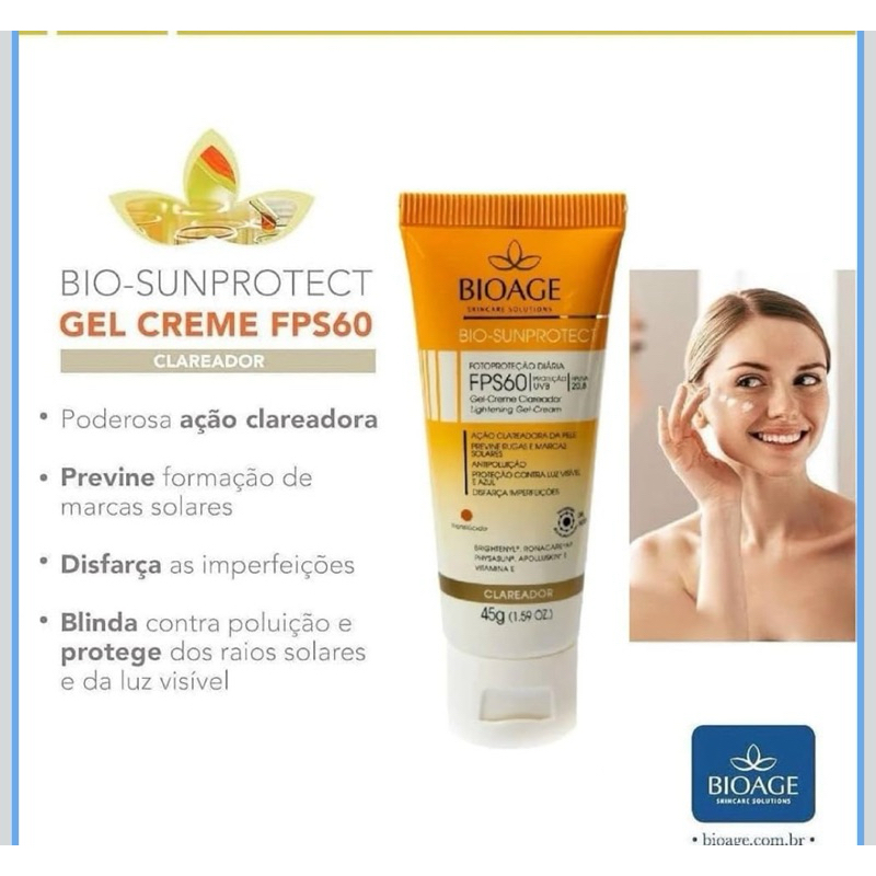 PROTETOR SOLAR BIOAGE CLAREADOR FPS60 45g 1079-A