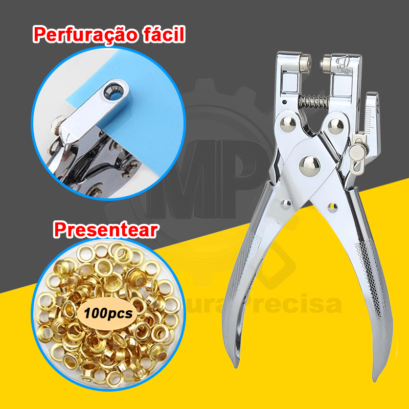 Alicate perfurador 2 em 1 profissional fura e aplica + 100 ilhoses  Ideal para DIY e Artesanato 🛠️ em Oferta na Shopee