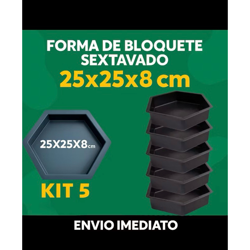 5 formas de bloquete liso forma sextavada para construção concreto hexagonal em Oferta na Shopee
