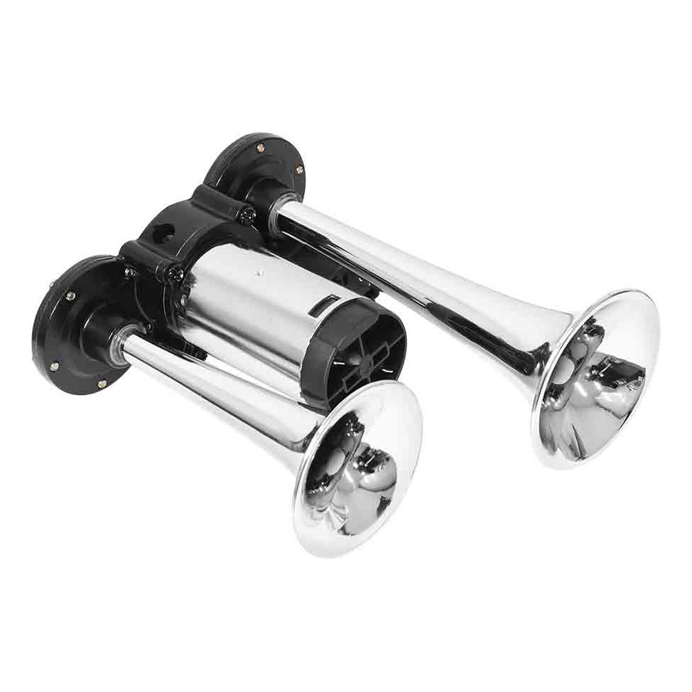 Buzina Marítima 2 Cornetas Cromada Com Compressor