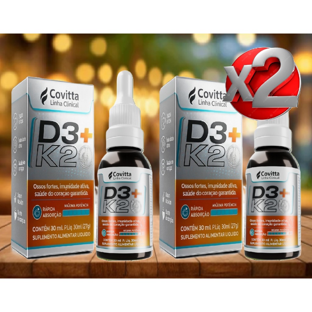 Kit 2 - Vitamina D3 + K2 Gotas Covitta 30ml • Saúde Óssea e Imunidade em Oferta na Shopee