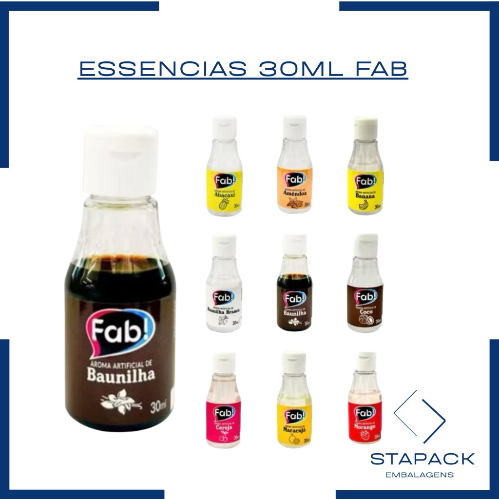 AROMA ESSÊNCIA ALIMENTÍCIA ARTIFICIAL 30ML FAB! VARIOS SABORES