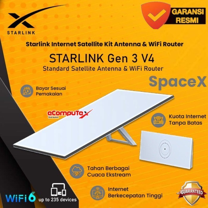 STARLINK V4 Kit de antena satélite padrão e roteador WiFi - banda dupla