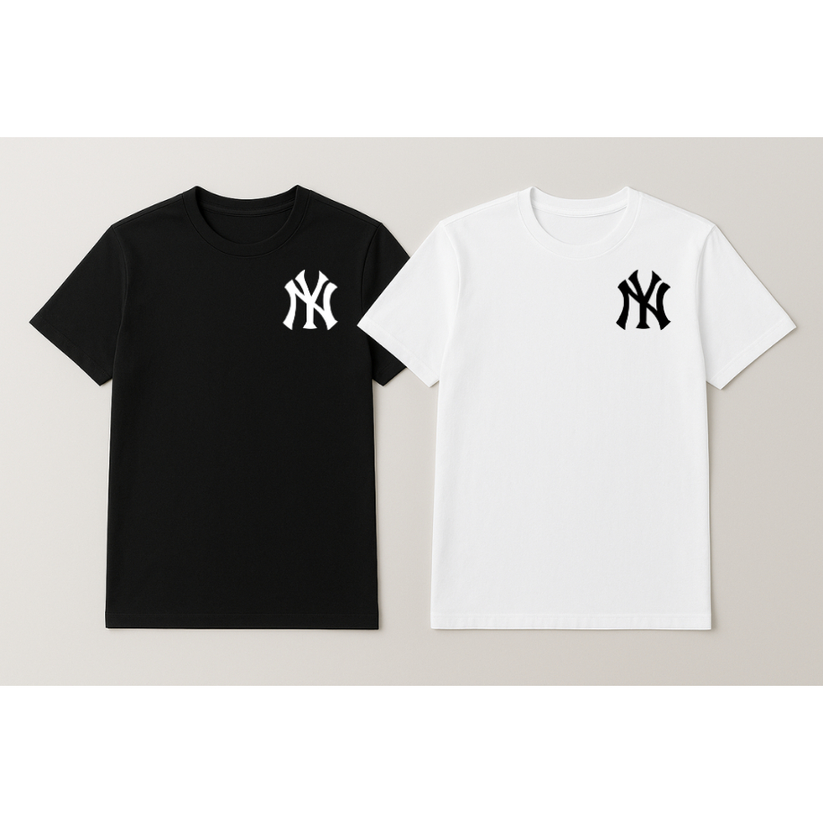 Kit 2 Camisetas Conjunto Camisas Casual T-Shirt Confortavel Dia a Dia Lazer Academia Estampada NY 100% Algodão Premium