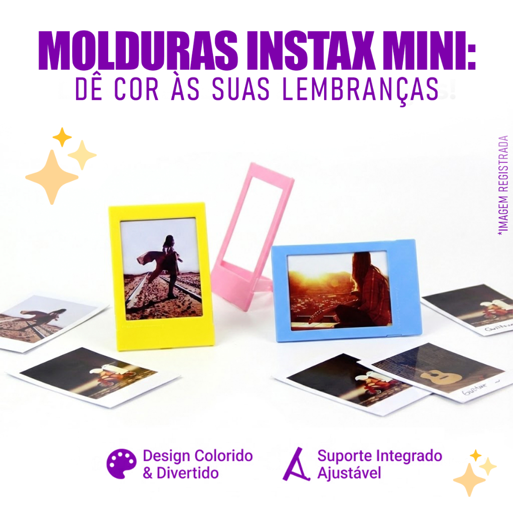 Porta Foto Fujifilm Kit C/5 Molduras coloridas Para Instax 8 9 11 12 Kit com Decoração de Mesa em Oferta na Shopee