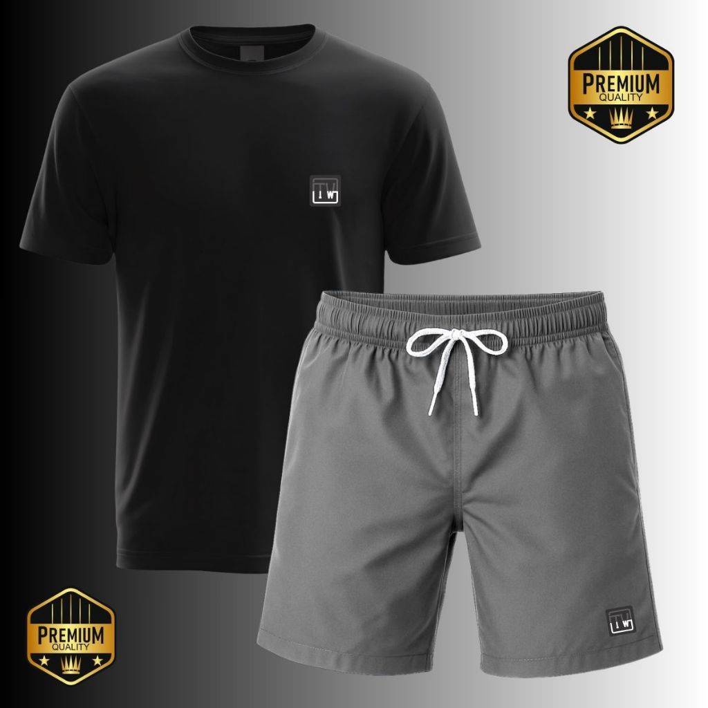 Conjunto Masculino Camiseta + Bermuda Tactel Premium Academia Corrida Moda Mauricinho
