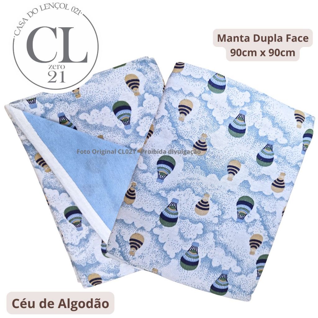 Manta Dupla Face 90x90 cm Bebê 100% Algodão Menino em Oferta na Shopee
