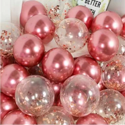 Kit Buque 20 Balão Cromado 9 Polegadas + Bexiga Cristal 9 Polegadas Com Confete