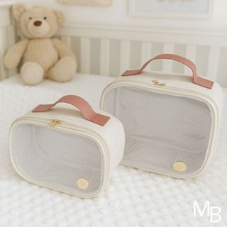 kit necessaire transparente 2 peças maleta organizadora fraldas e remédios em Oferta na Shopee