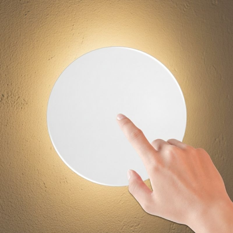 Arandela Eclipse Branca Preta Touch LED Sem Fio Redonda Luminária Decorativa Moderna