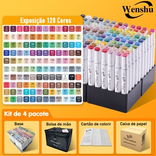120 canetas coloridas kit pcs Dupla Ponta Ecológicas em Álcool para Arte e Desenho Wenshu em Oferta na Shopee