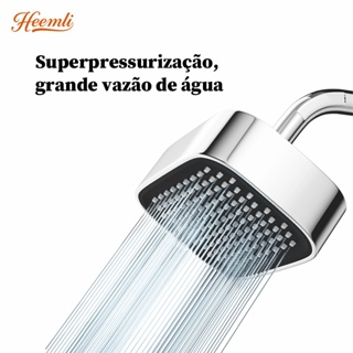 Heemli ABS Cromado Ducha de Teto - Grande área de água, 360°, pressurização, resistente, 15x10cm, fixo, eleve seu banho em Oferta na Shopee