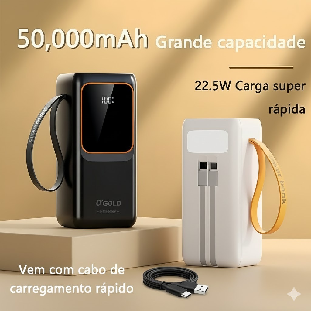 Pronta entrega Carregador Portátil Power Bank Grande 50000mah Turbo 22.5W PD Rápido alex