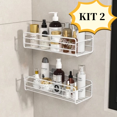Kit 2 Prateleira Para Banheiro Prateleira Cozinha Lavanderia Alto Adesivos Suporte Com Shampoo Sabonete em Oferta na Shopee