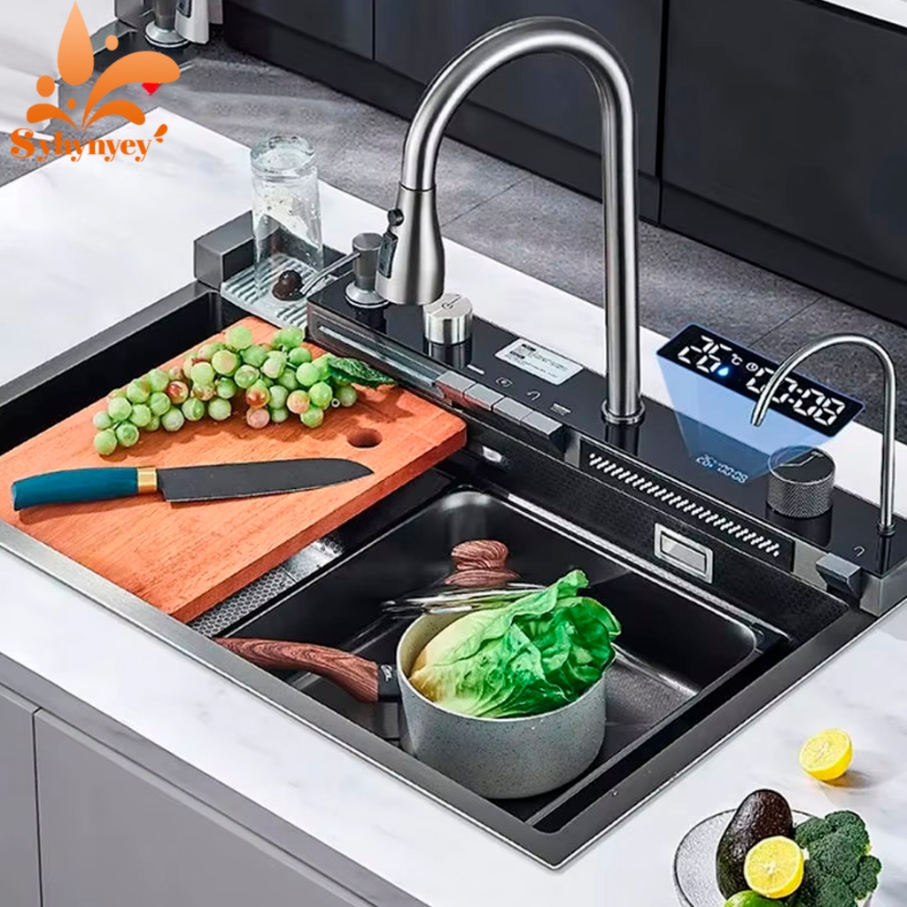 Kit Cuba Cozinha Gourmet Pia Aço Inox 304 Com Acessórios Cascata Multifuncional Inteligente Premium