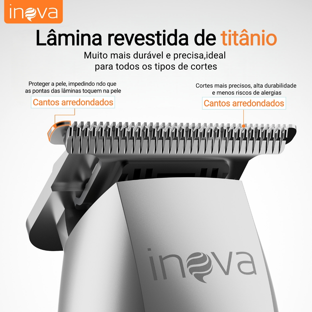 Detalhes do Máquina de Cortar Cabelo e Barba Inova LFJ-13149 Sem Fio Bateria 1200mAh Corte Preciso Profissional