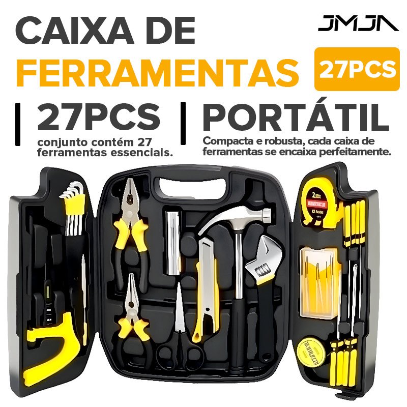 JMJN Kit de Ferramentas 27 Peças com Maleta Compacta para Reparos Domésticos DIY e Manutenção